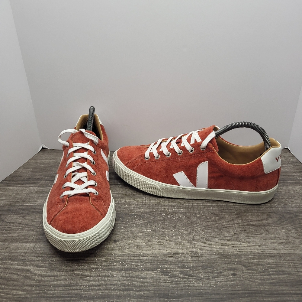 Veja Women's Rust Suede Sneakers with White Accents